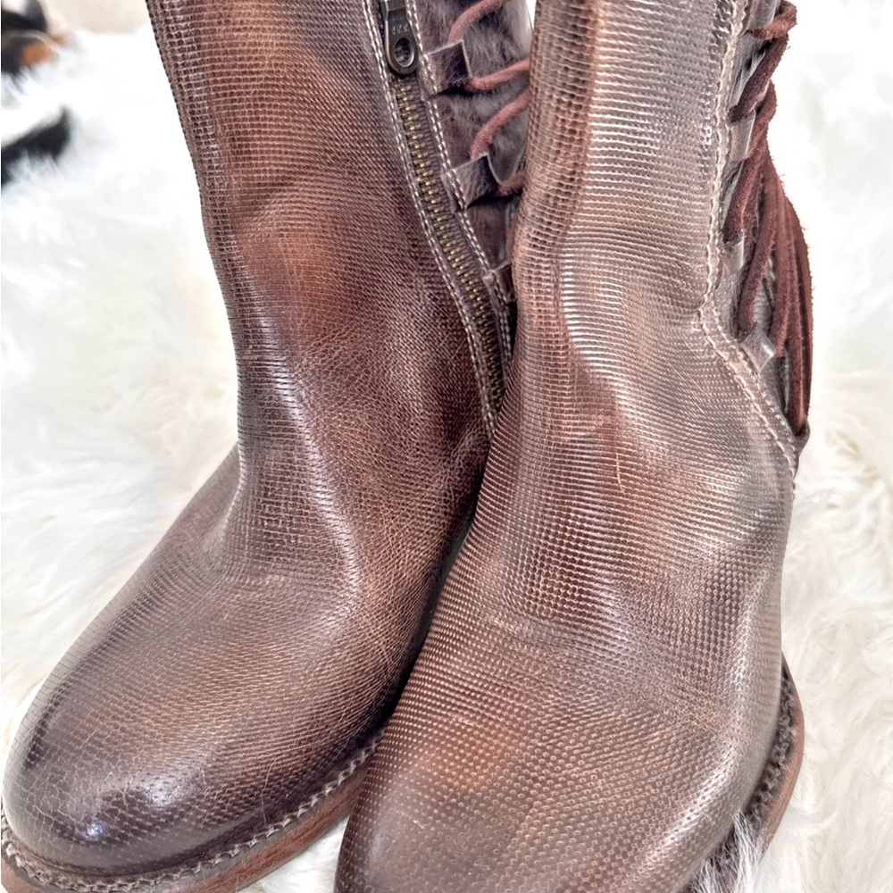 Bed Stu Distressed Brown Ankle Boots - Picture 3 of 5